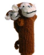 Gestrickte Fingerpuppe "Affe mit Kind"