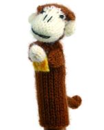 Gestrickte Fingerpuppe "Affe mit Banane"