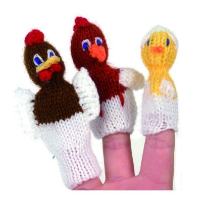 Gestrickte Fingerpuppen "Familie Huhn"