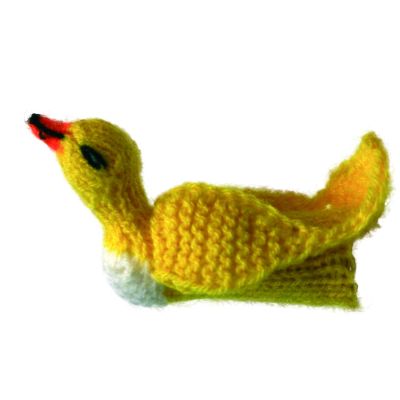 Gestrickte Fingerpuppe "Gelbe Ente"